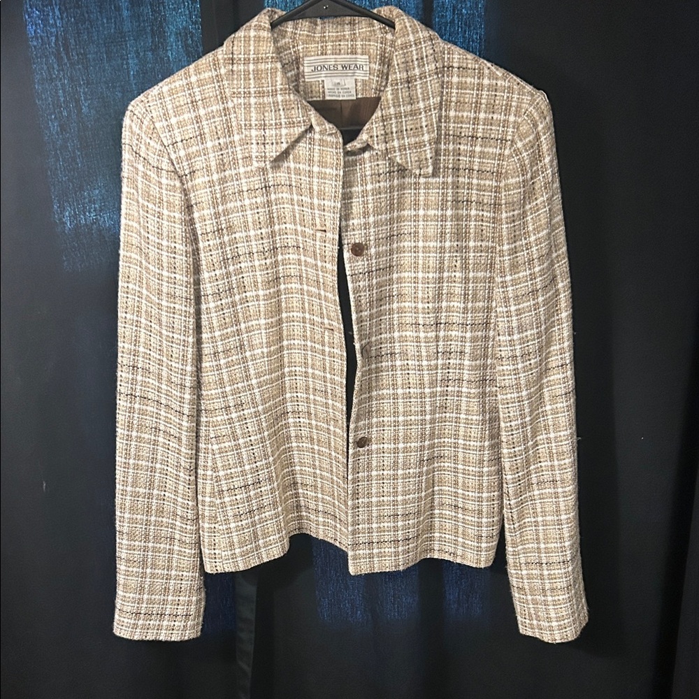 Vintage Jones Wear Women's Beige Plaid Blazer
